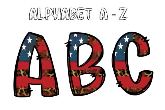 American Flag Alphabet Doodle Letters for Patriotic Projects