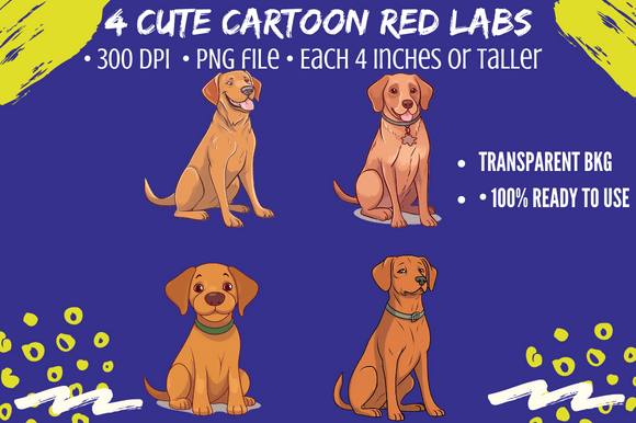 Bringing Personality to Your Projects with 4 Fox Red Labrador Retriever Cartoon Dog