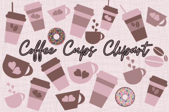 Brown and Pink Coffee Clipart: A Creative Design Asset