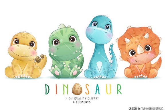 Doodle Dinosaurs Clipart: A Playful Touch for Modern Projects