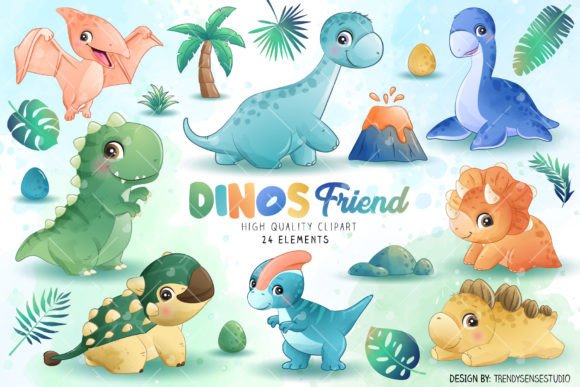 Doodle Dinosaurs Watercolor Clipart: Creative Applications