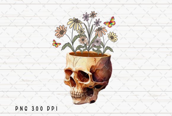 Floral Skull Head Flowers Halloween PNG: A Designer's Take