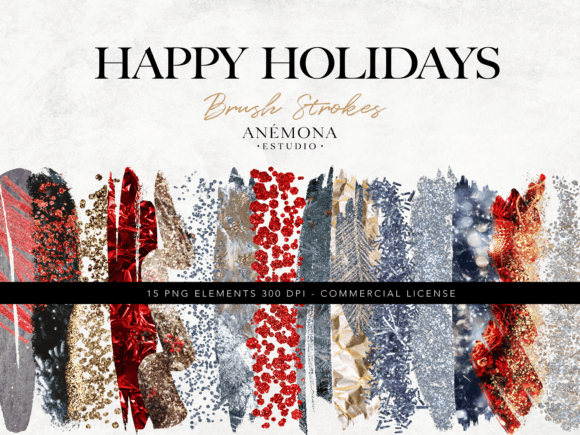 Holidays Brushstrokes Clipart: Festive Textures for Modern Designs