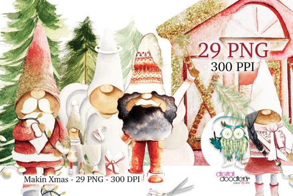 Makin Xmas Watercolor Black Gnomes: A Playful Holiday Design Kit