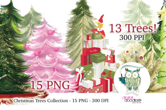Painted Christmas Tree Collection: Hand-Painted Festive Graphics