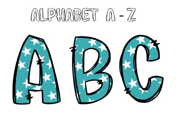 Patriotic USA Flag Doodle Alphabet PNG3 for Creative Projects