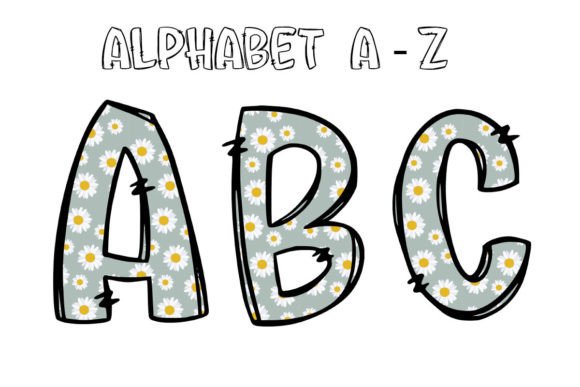 Retro Daisy Flower Alphabet: A Playful Doodle Font for Creative Projects