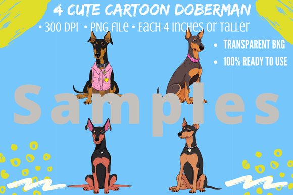 Unleash Creativity: 4 Doberman Pinscher Dobie Dog Cartoons
