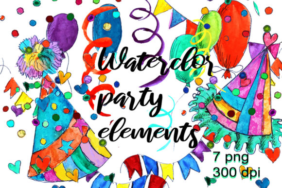 Watercolor Party Cliparts: A Hand-Painted Touch for Your Celebrations