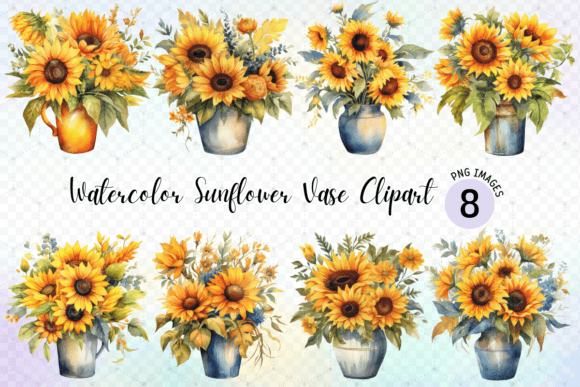 Watercolor Sunflower Vase Clipart: A Designer's Go-To Asset